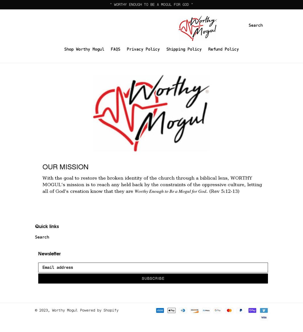 worthymogul.com shopify website screenshot
