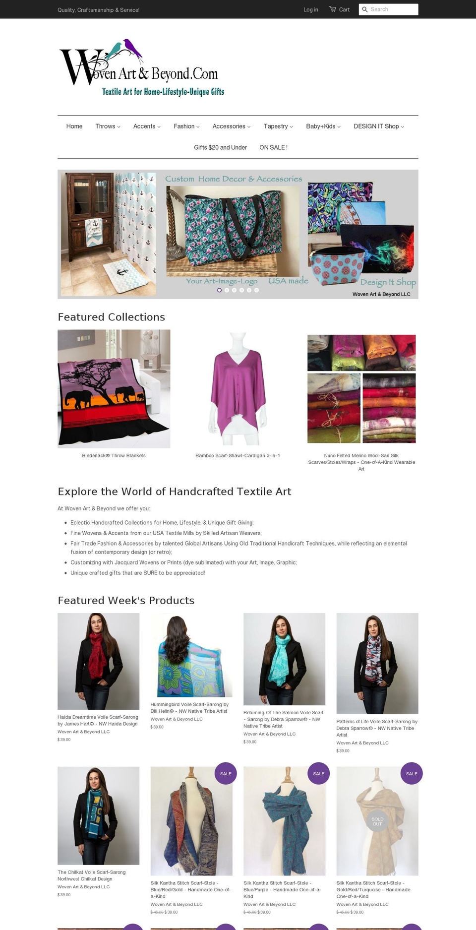 wovenartandbeyond.com shopify website screenshot