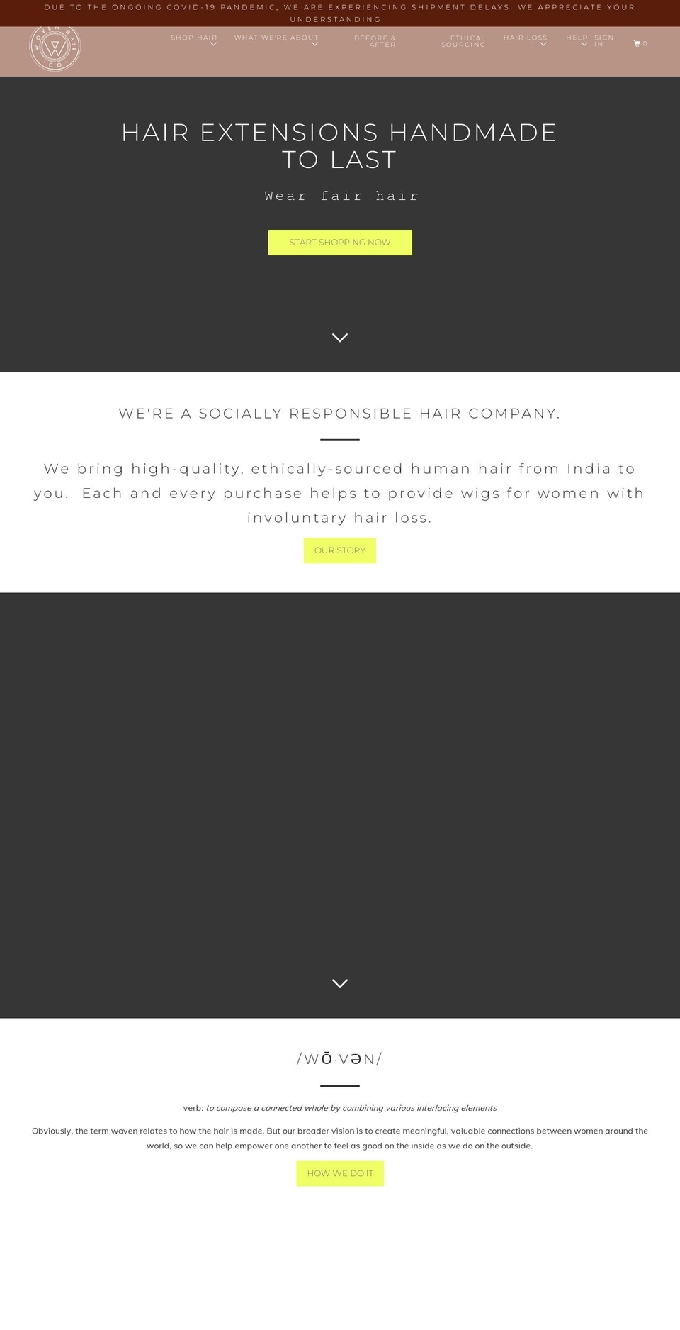 wovenhair.com shopify website screenshot