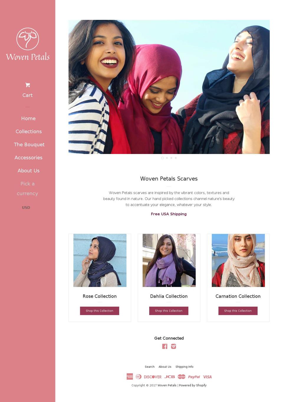 wovenpetals.com shopify website screenshot