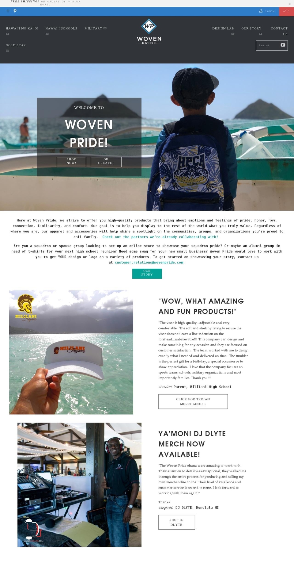 wovenpride.com shopify website screenshot