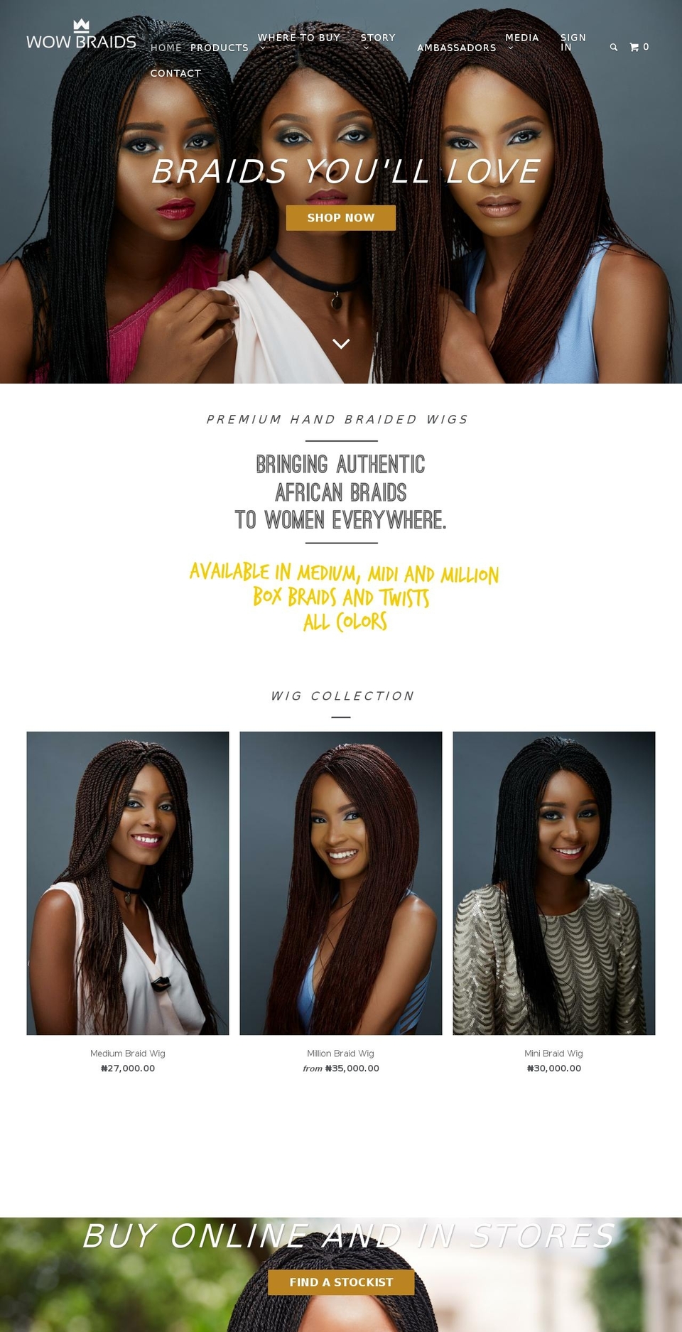wowbraids.com shopify website screenshot