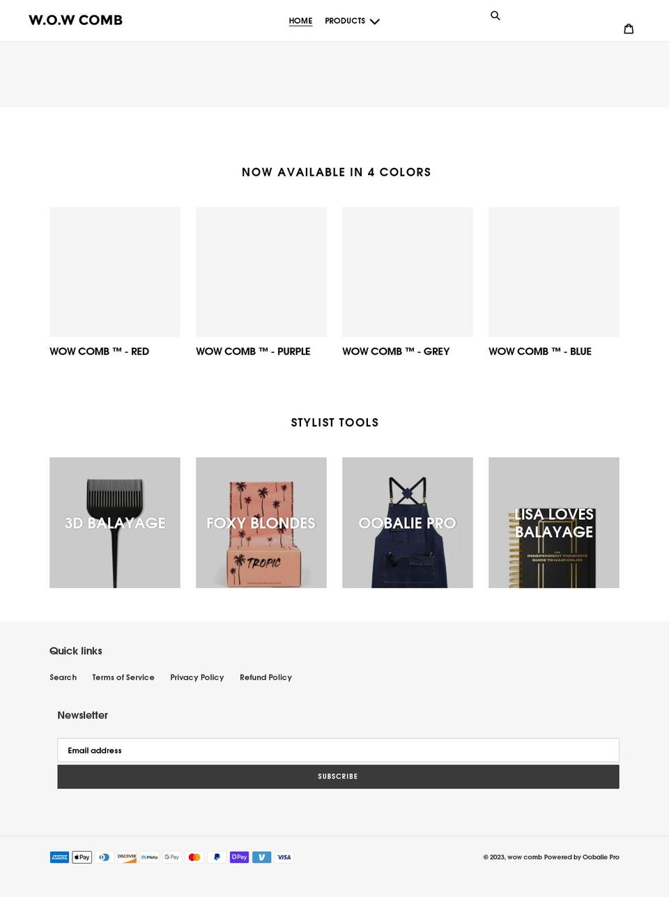 wowcomb.com shopify website screenshot