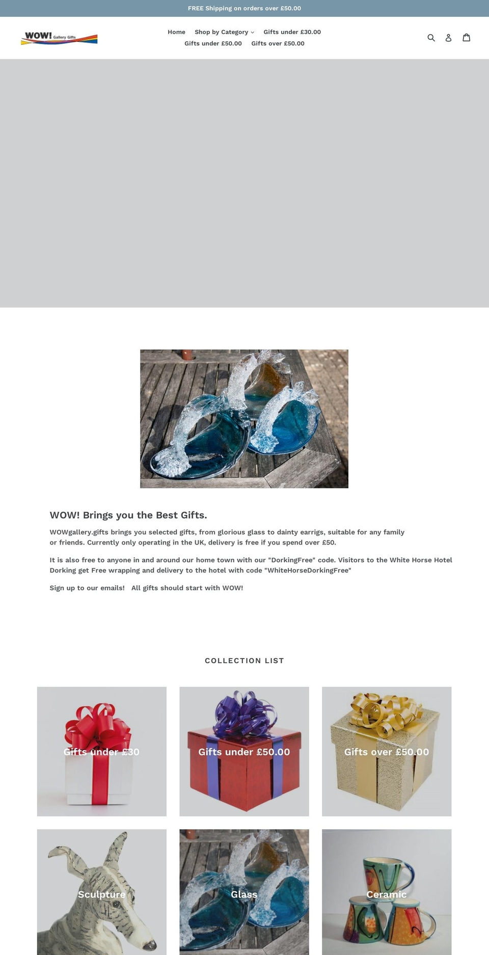 wowgallery.co.uk shopify website screenshot