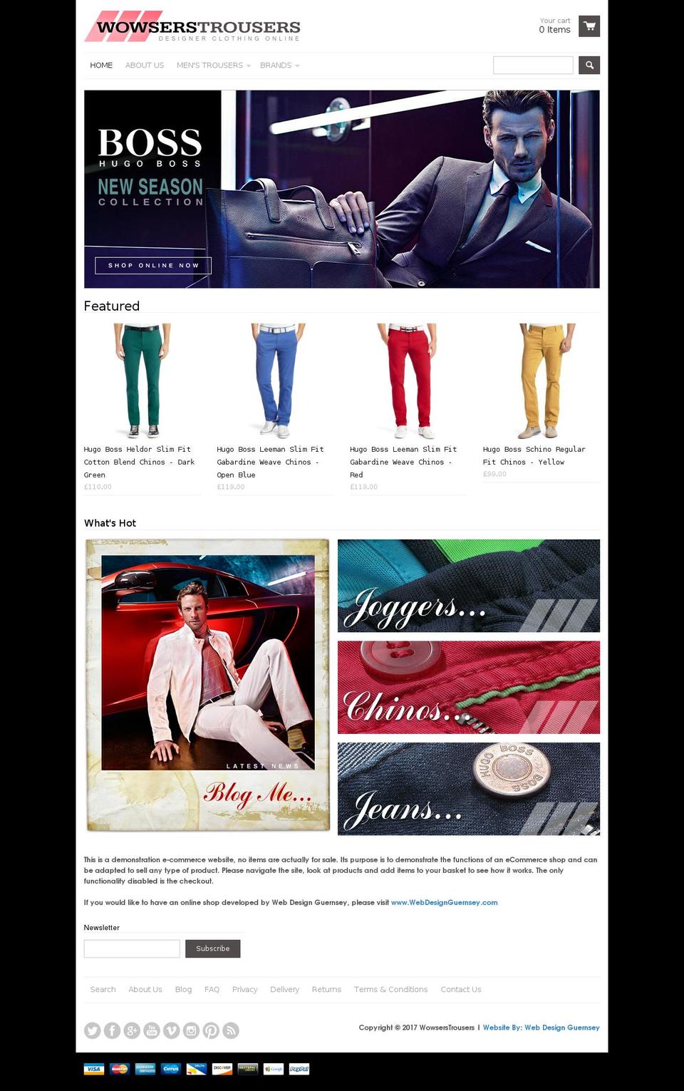 wowserstrousers.com shopify website screenshot