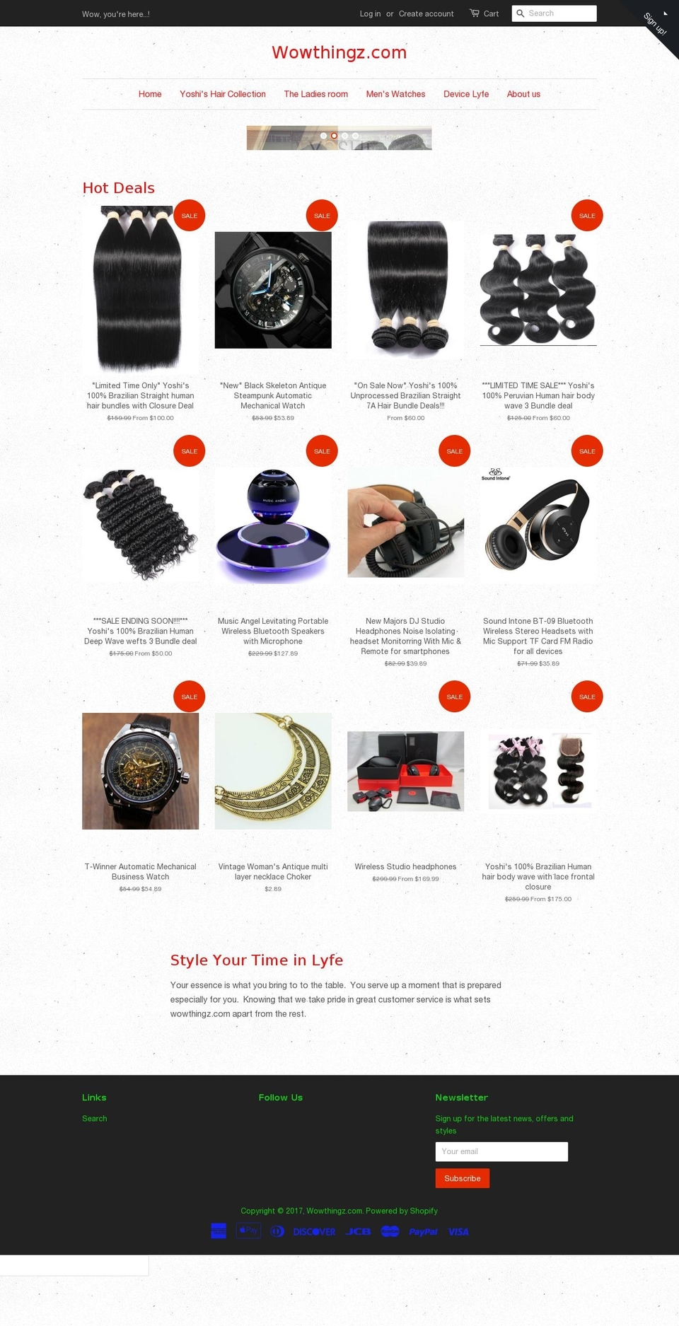 wowthingz.com shopify website screenshot