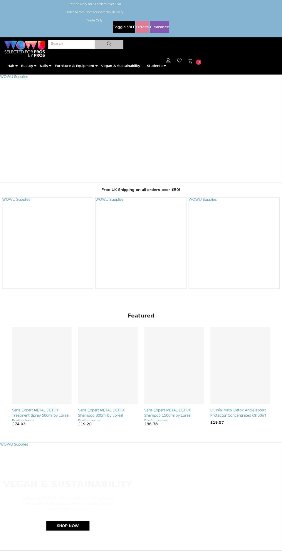 wowusupplies.com shopify website screenshot