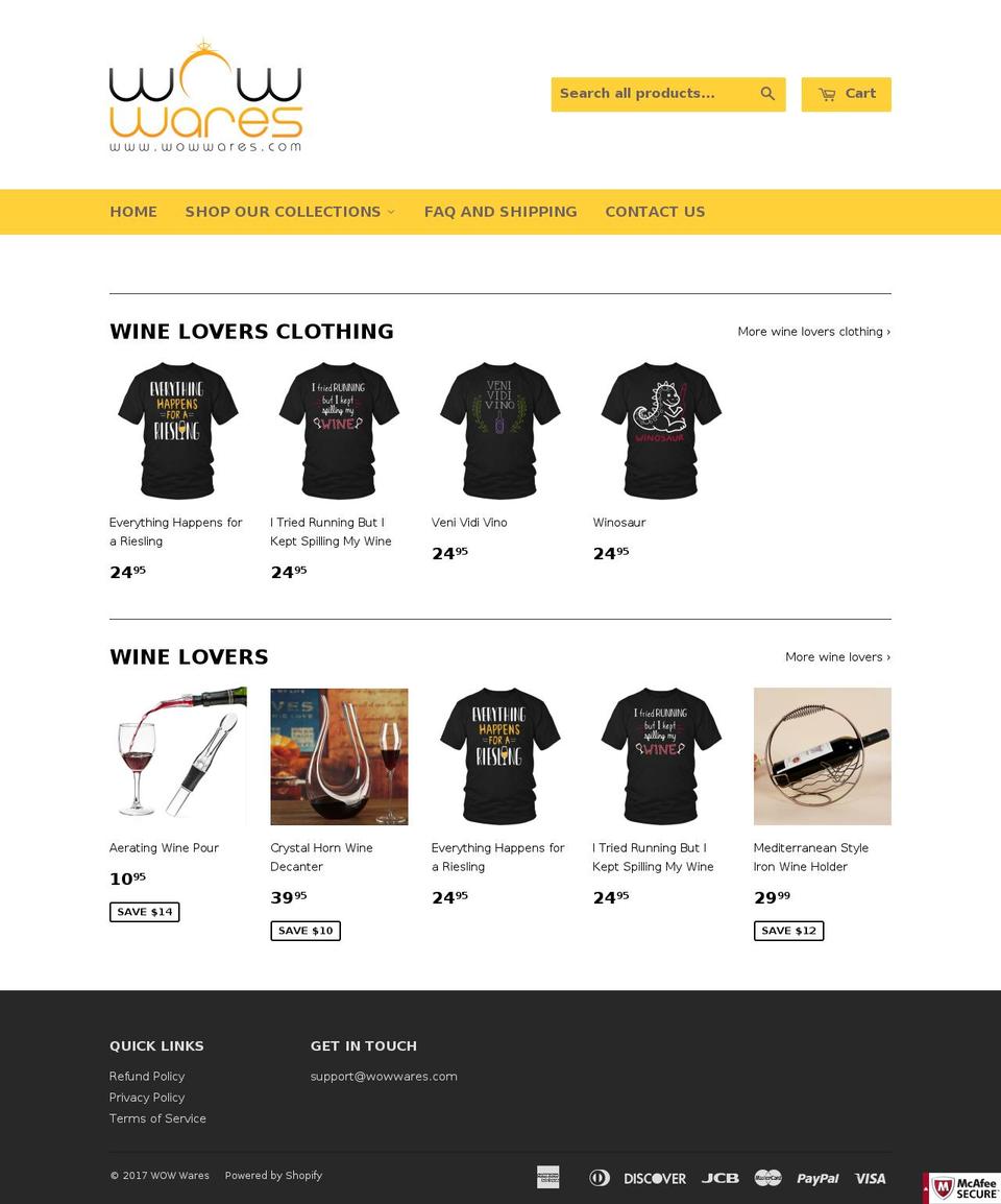 wowwares.com shopify website screenshot