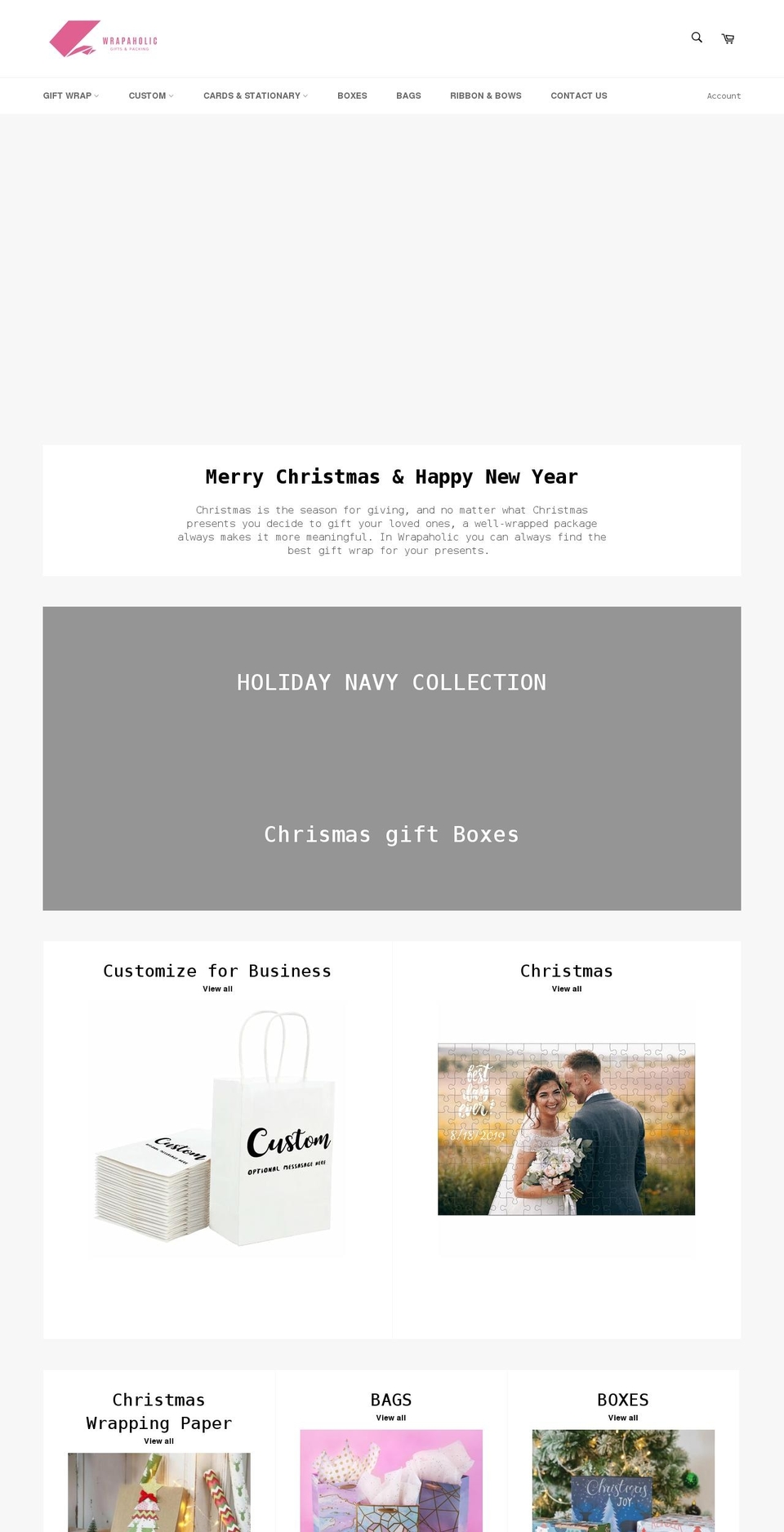 wrapaholicgifts.com shopify website screenshot