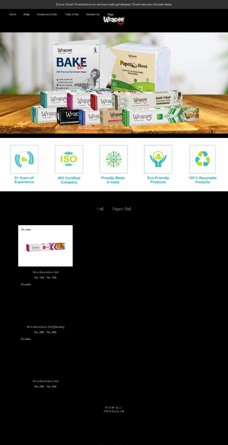 wrapeeindia.com shopify website screenshot