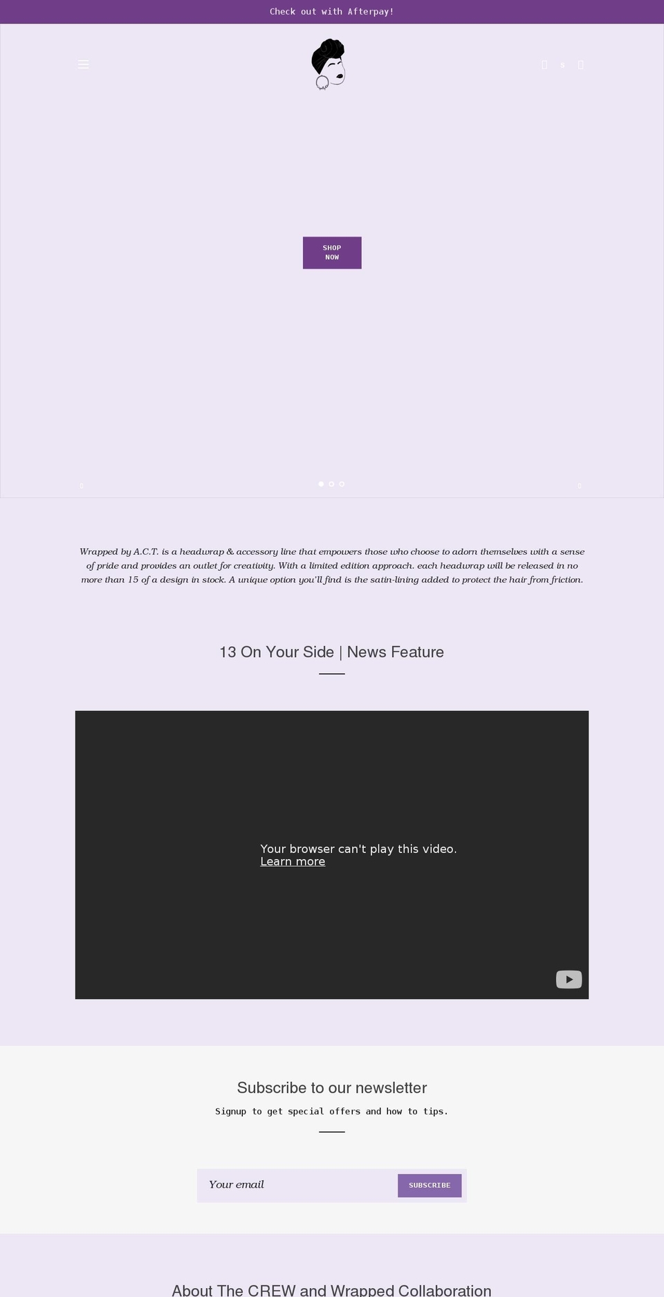 wrappedbyact.com shopify website screenshot