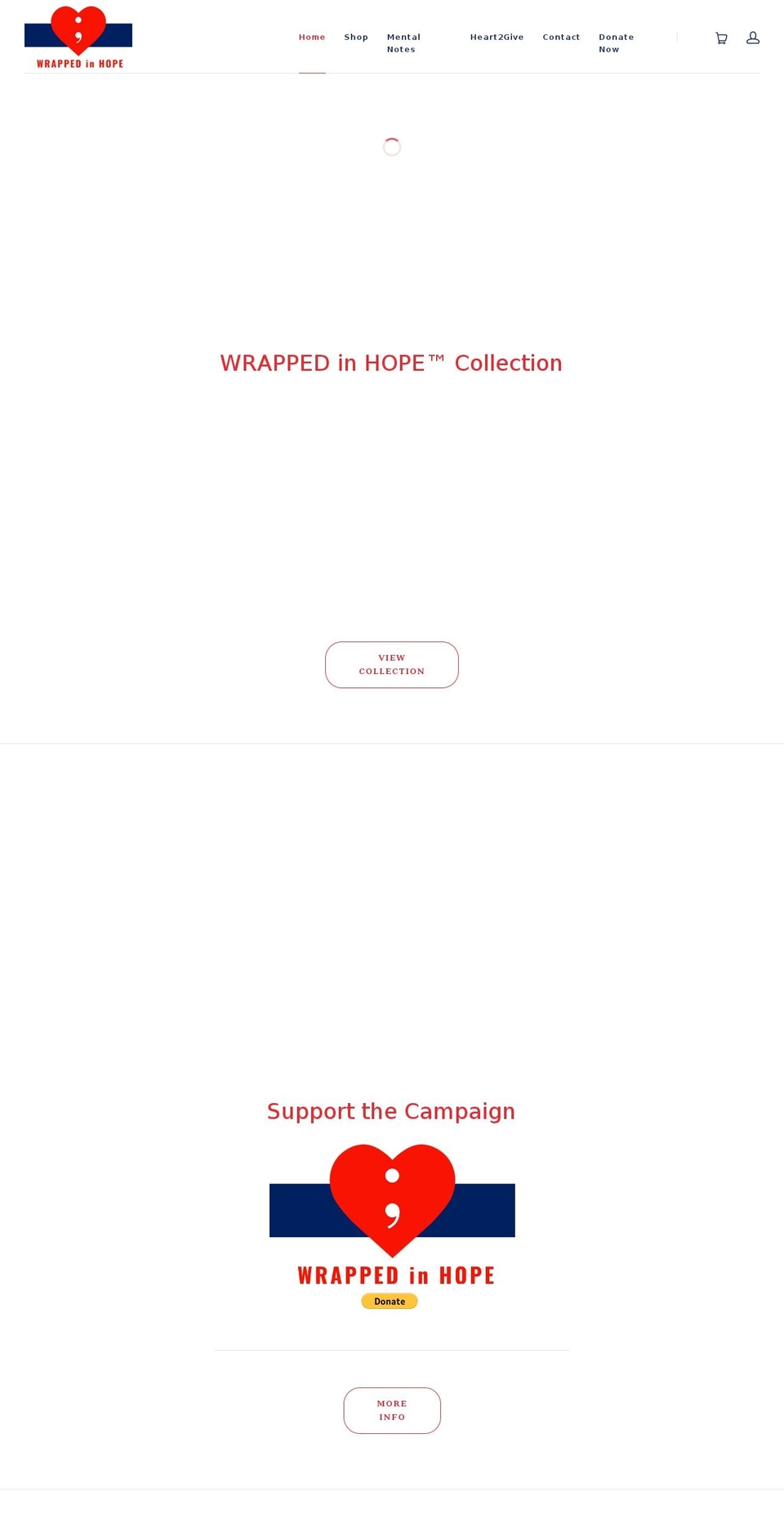 wrappedinhope.com shopify website screenshot