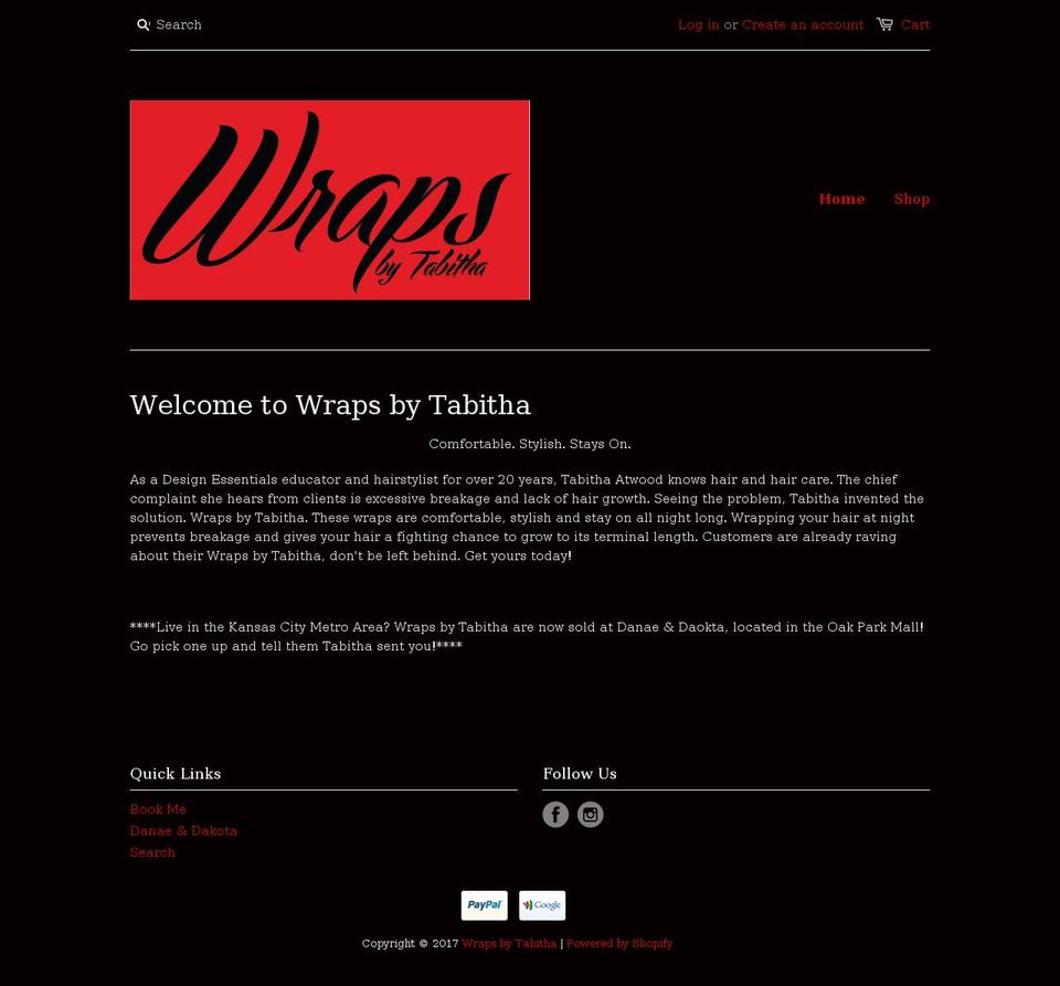 wrapsbytabitha.com shopify website screenshot