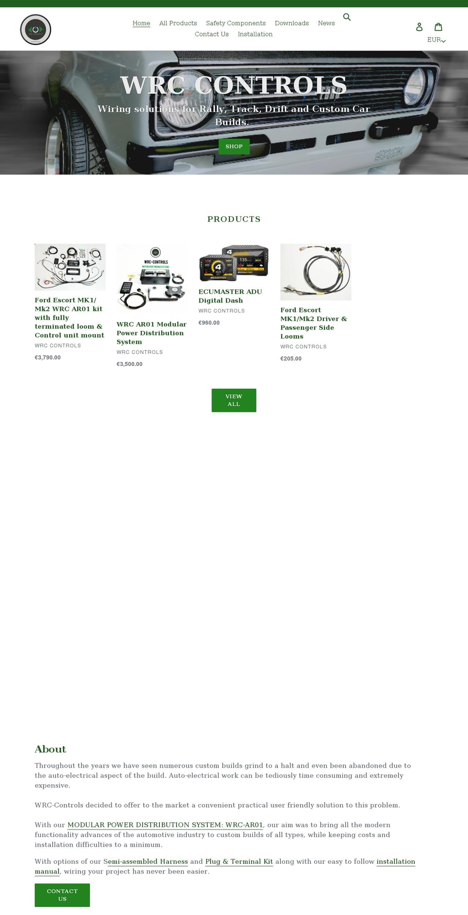 wrccontrols.com shopify website screenshot