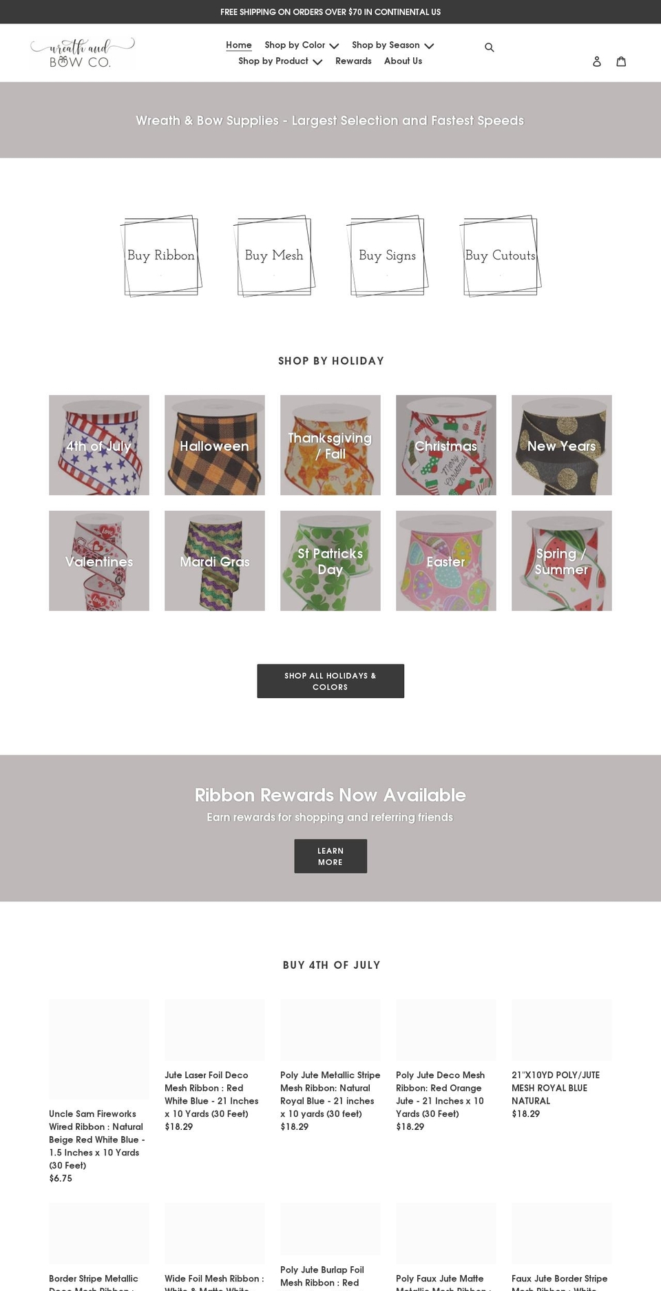 wreathandbowco.com shopify website screenshot
