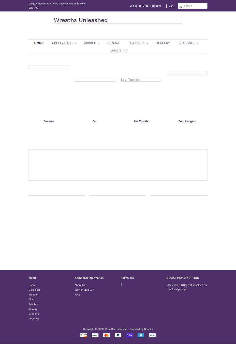 wreathsunleashed.com shopify website screenshot