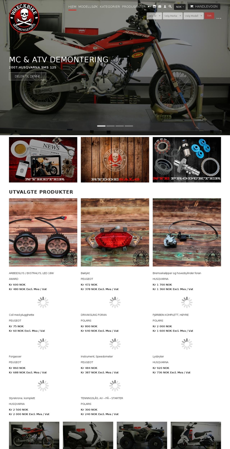 wreckbike.com shopify website screenshot