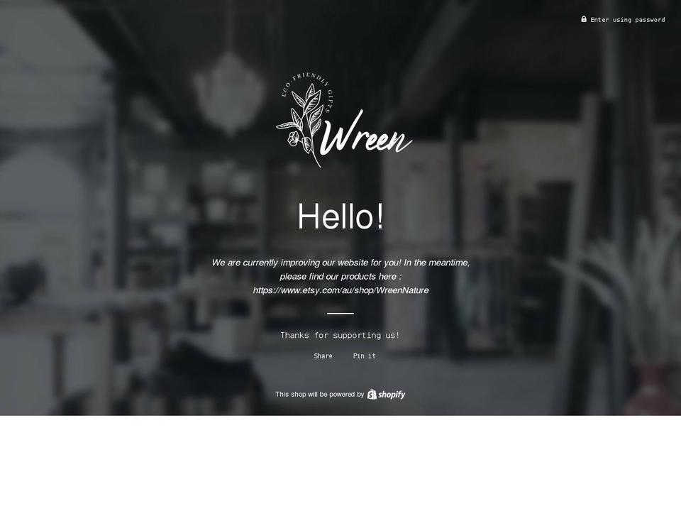 wreen.com.au shopify website screenshot