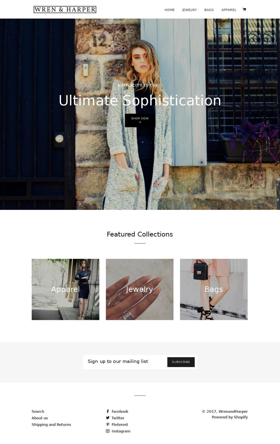wrenandharper.com shopify website screenshot