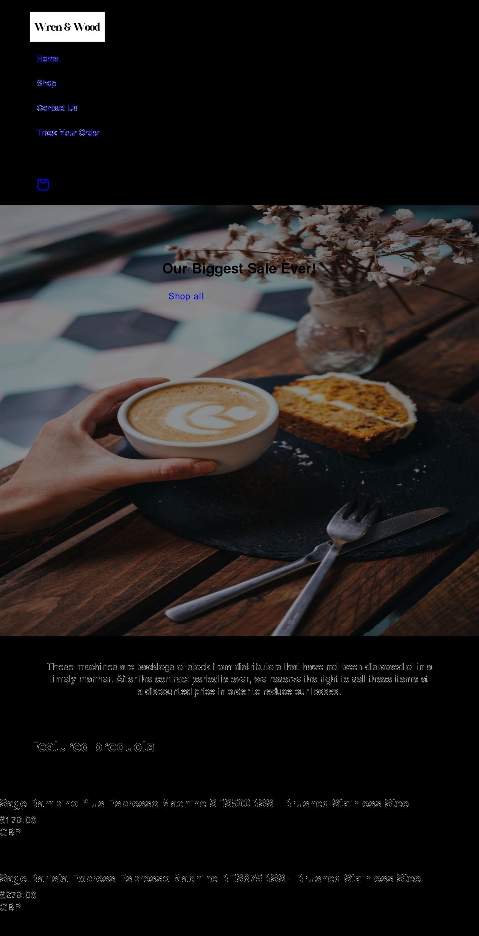 wrenandwood.com shopify website screenshot