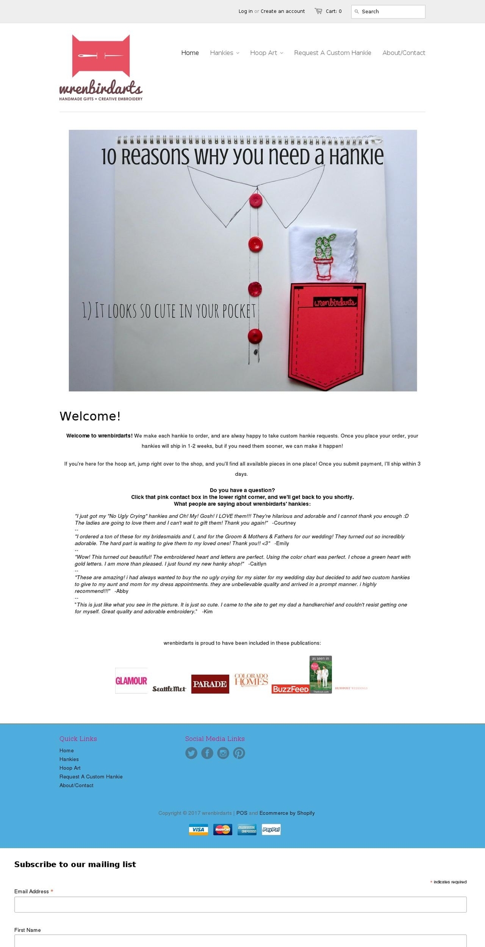 wrenbirdarts.com shopify website screenshot