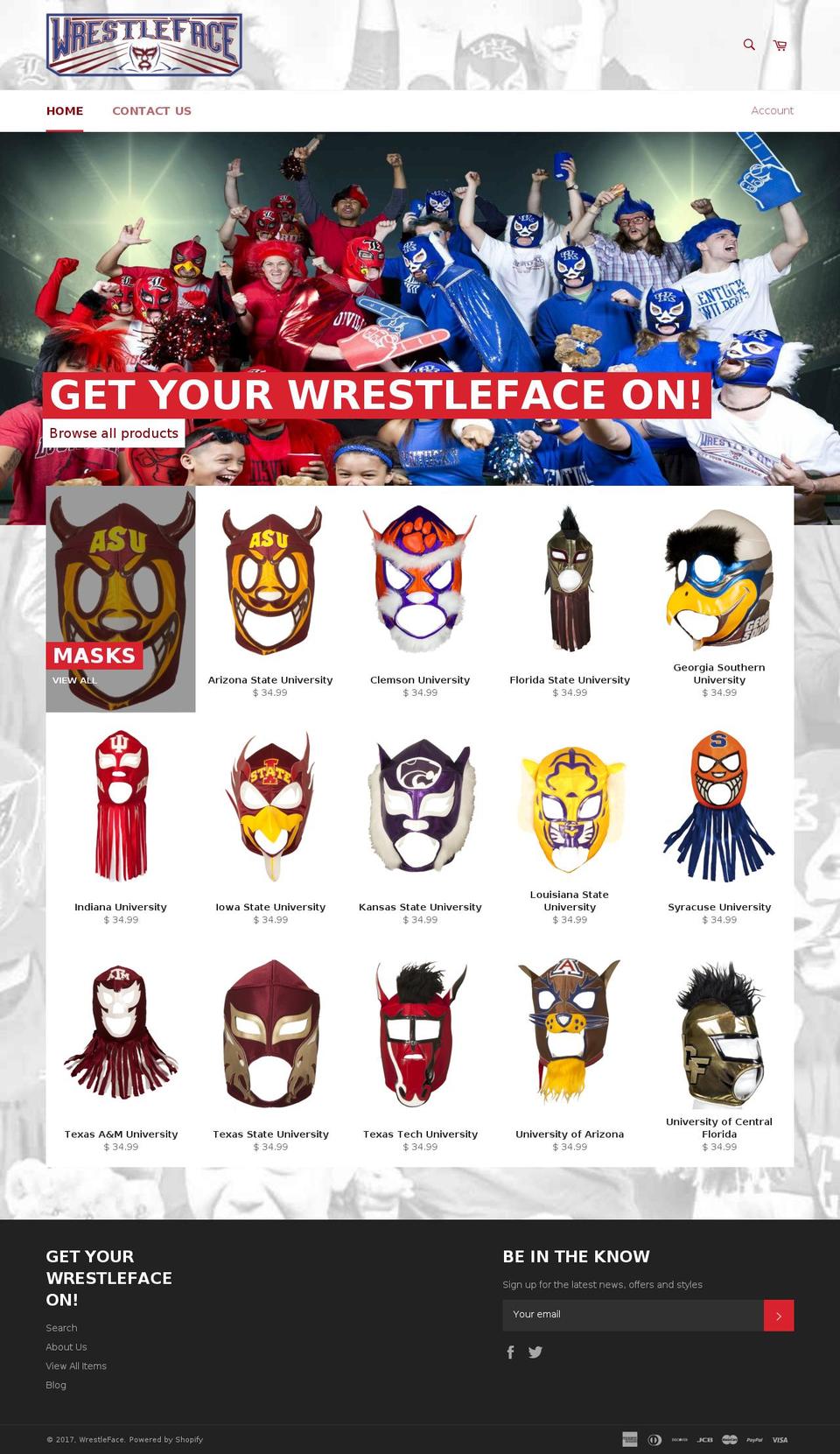 wrestleface.com shopify website screenshot