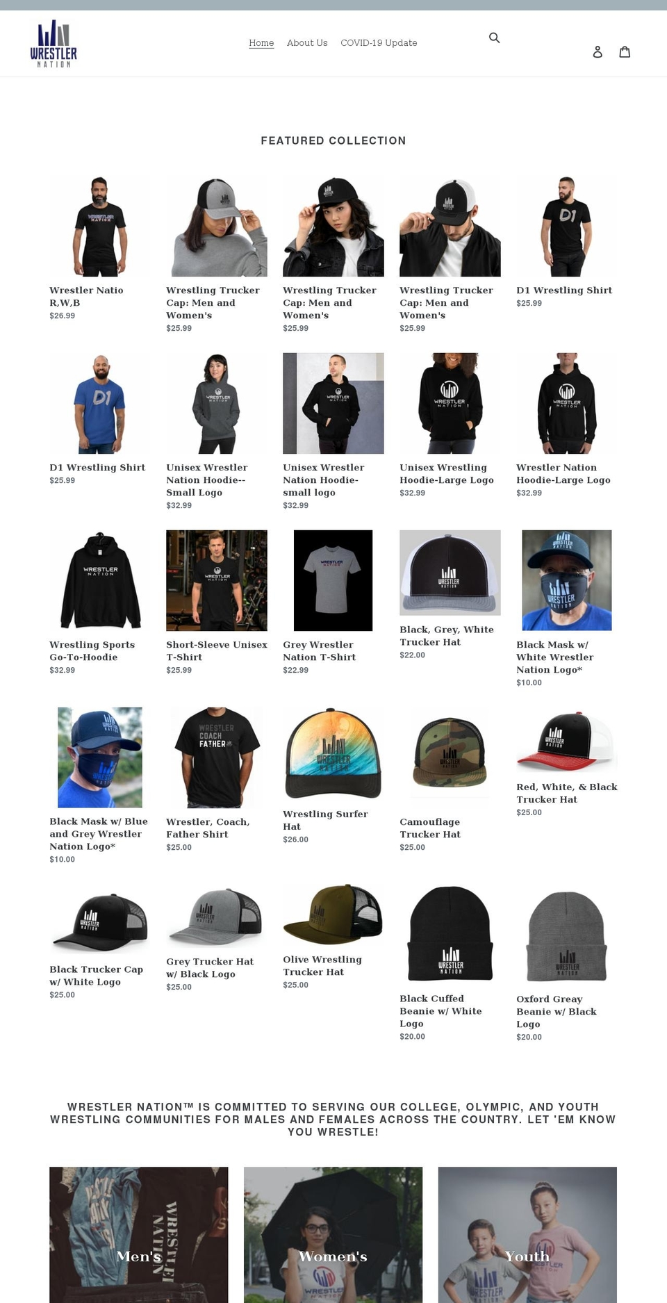 wrestlernation.com shopify website screenshot