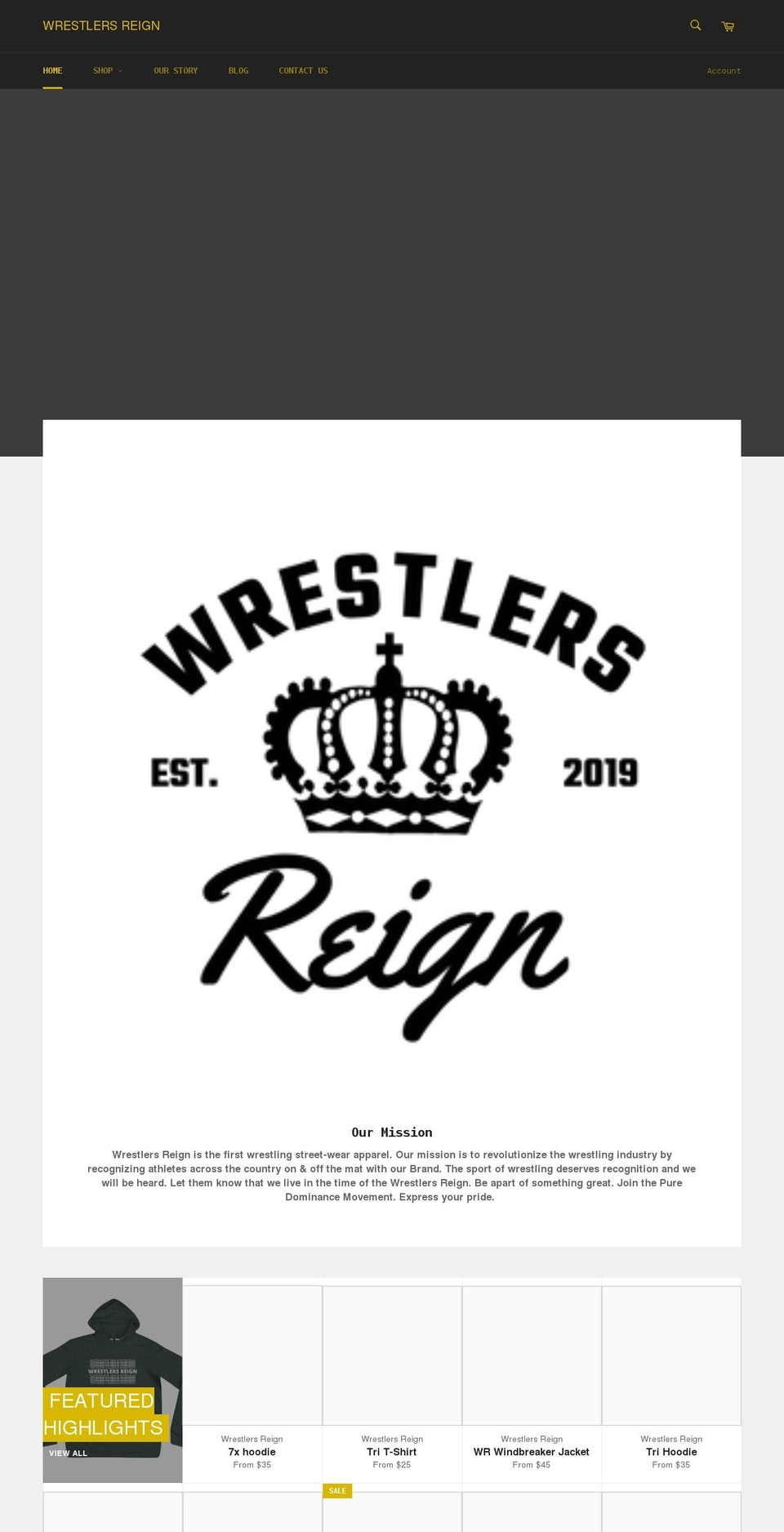 wrestlersreign.com shopify website screenshot