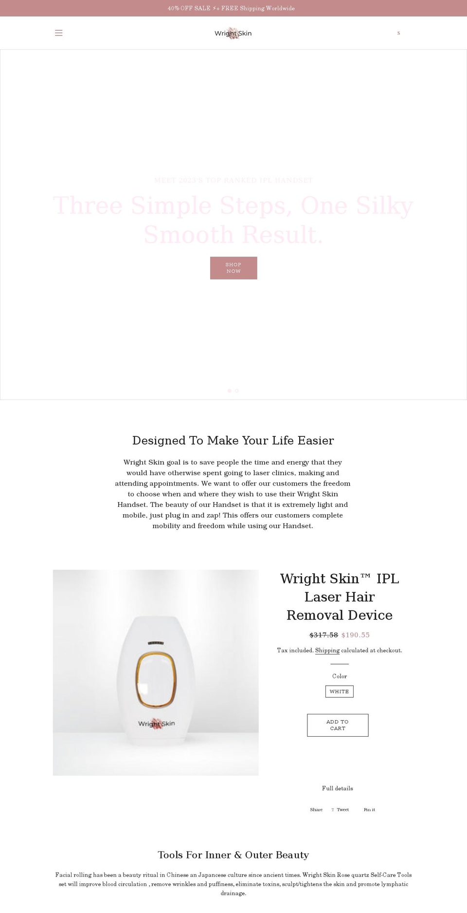wrightskinstore.com shopify website screenshot