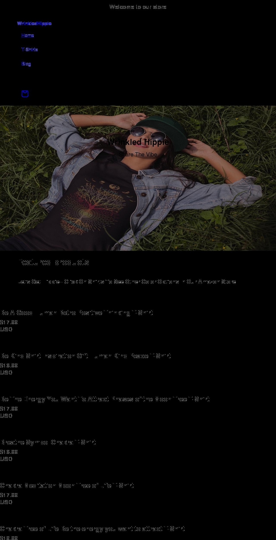 wrinkledhippie.com shopify website screenshot