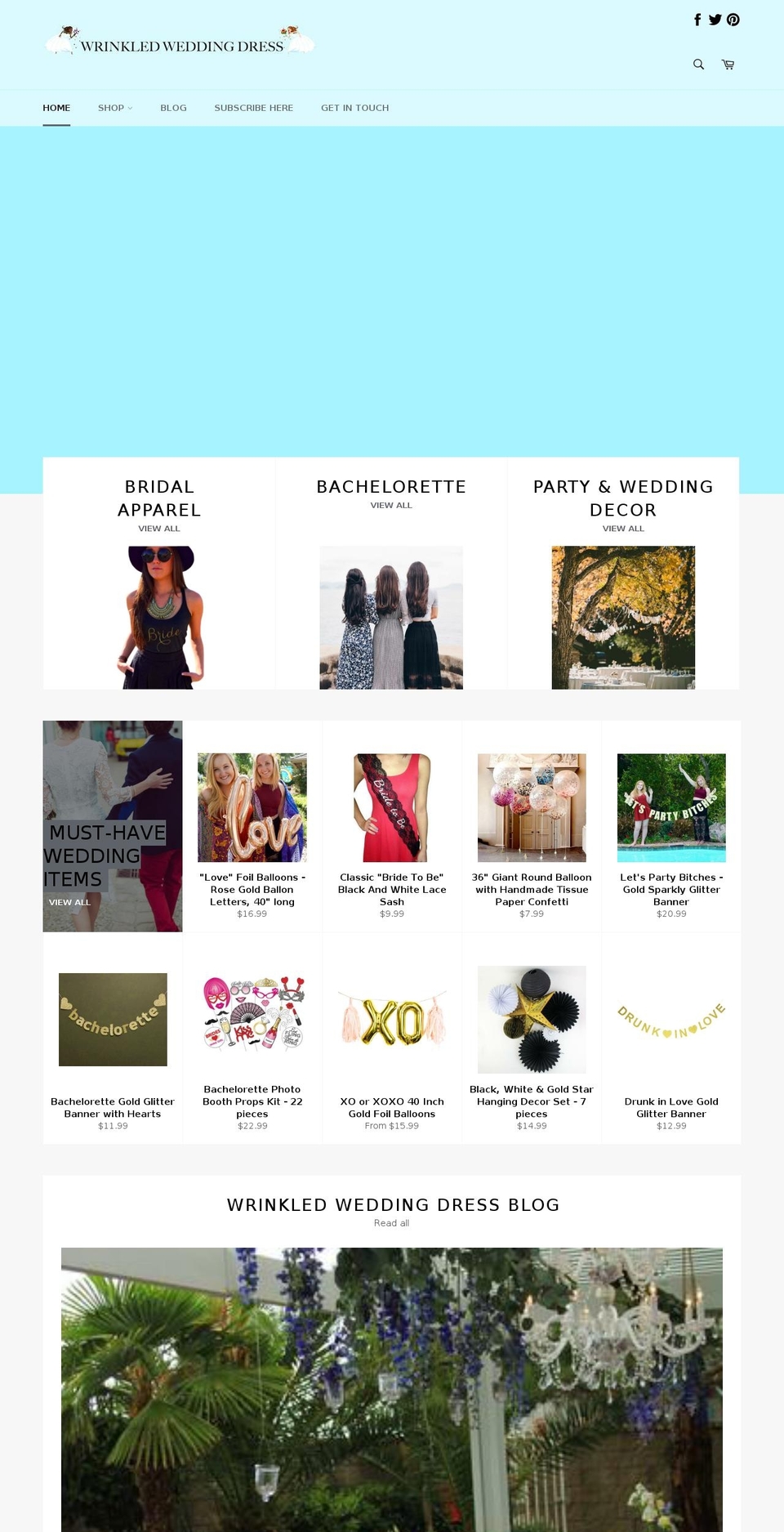 wrinkledweddingdress.com shopify website screenshot