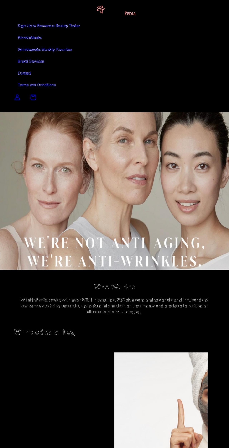 wrinklepedia.org shopify website screenshot
