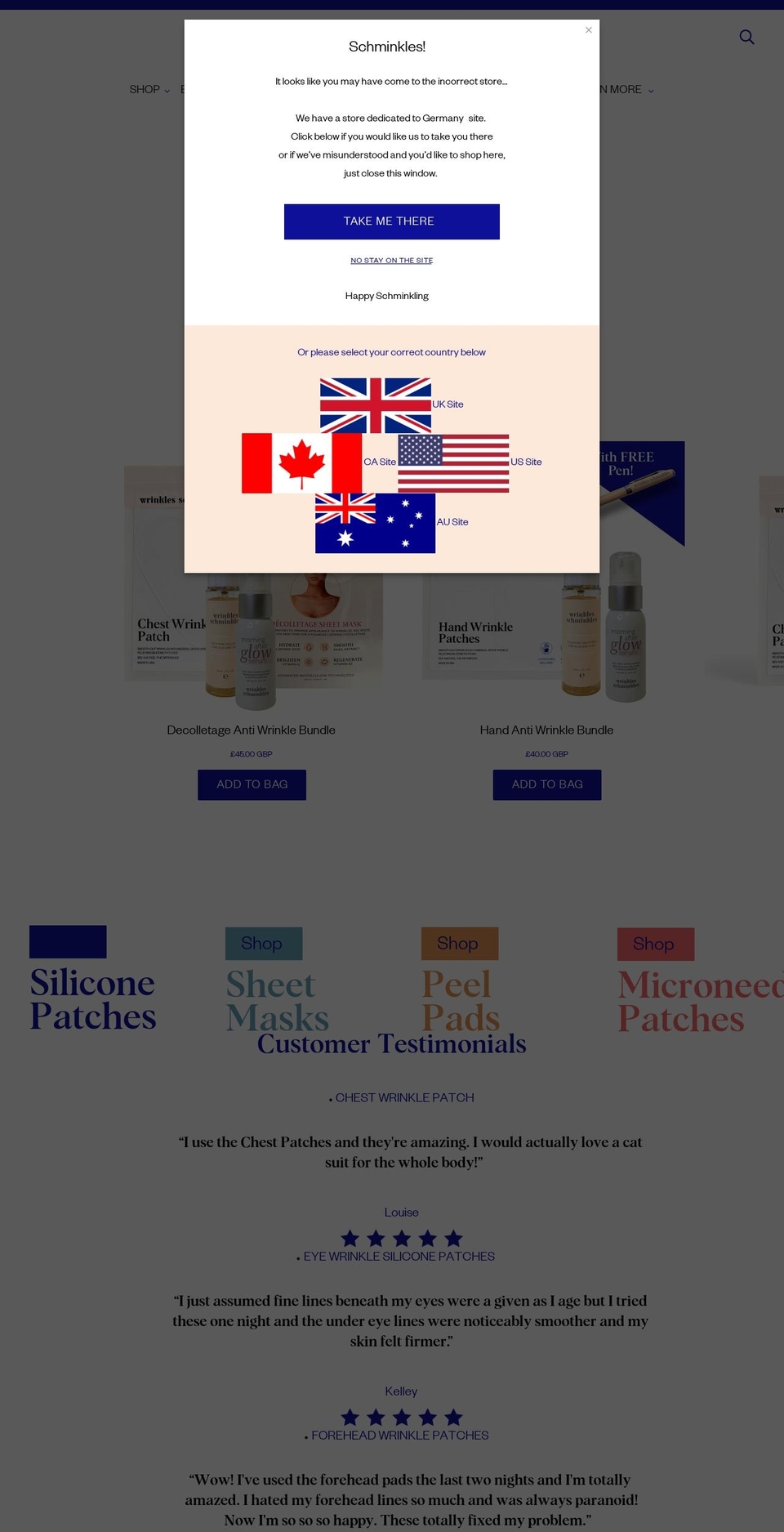 wrinklesschminkles.co.uk shopify website screenshot
