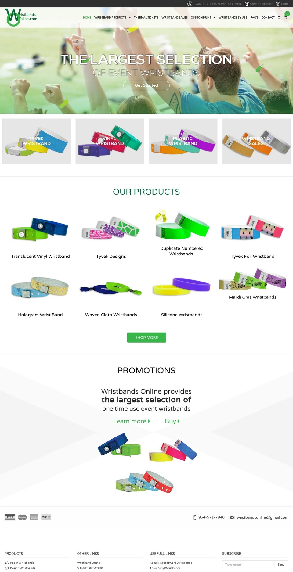 wristbandsonline.com shopify website screenshot