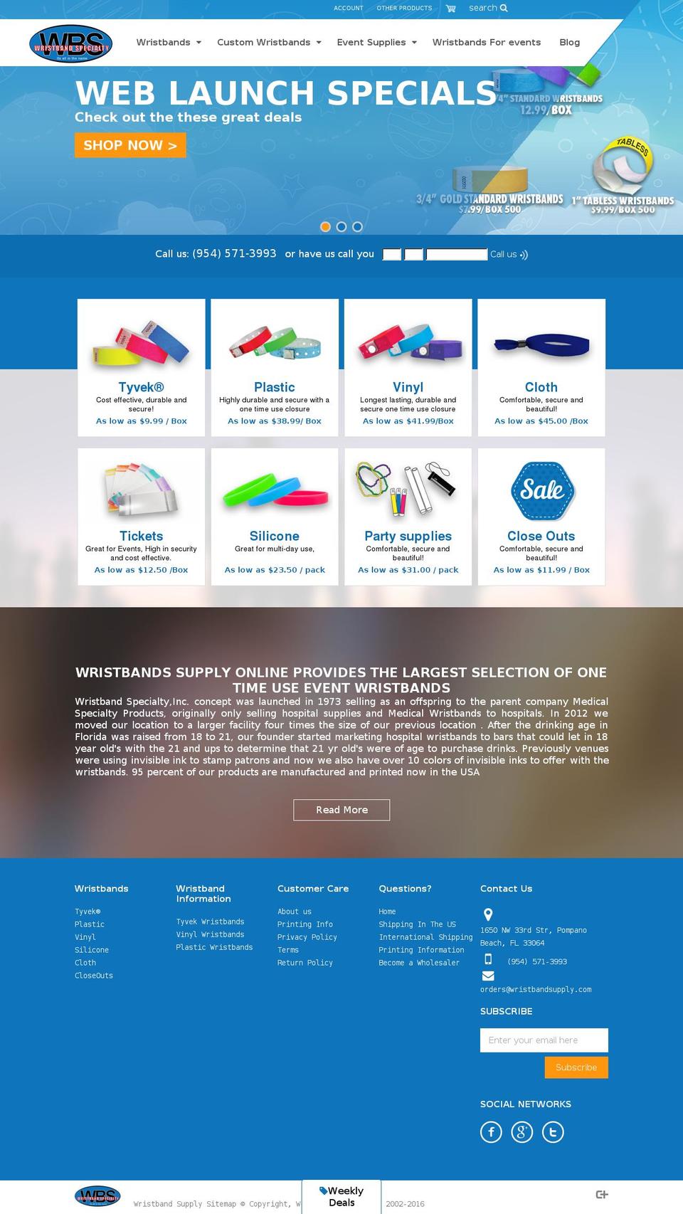 wristbandsupply.com shopify website screenshot