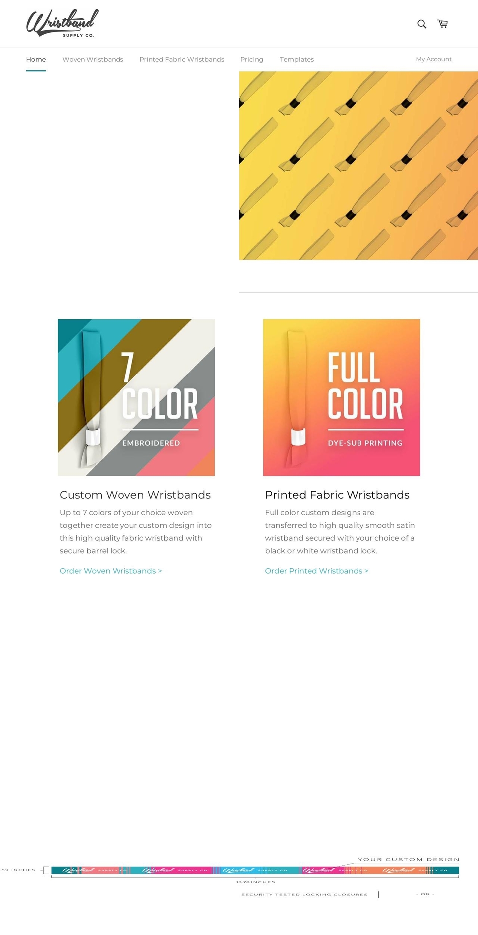 wristbandsupplyco.com shopify website screenshot