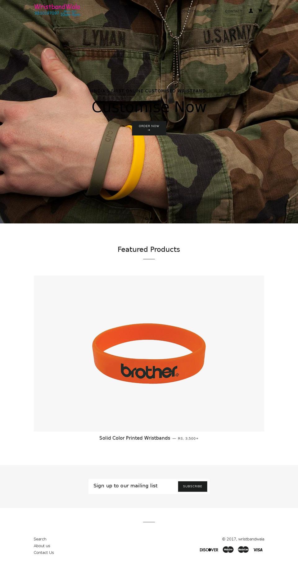 wristbandwala.com shopify website screenshot