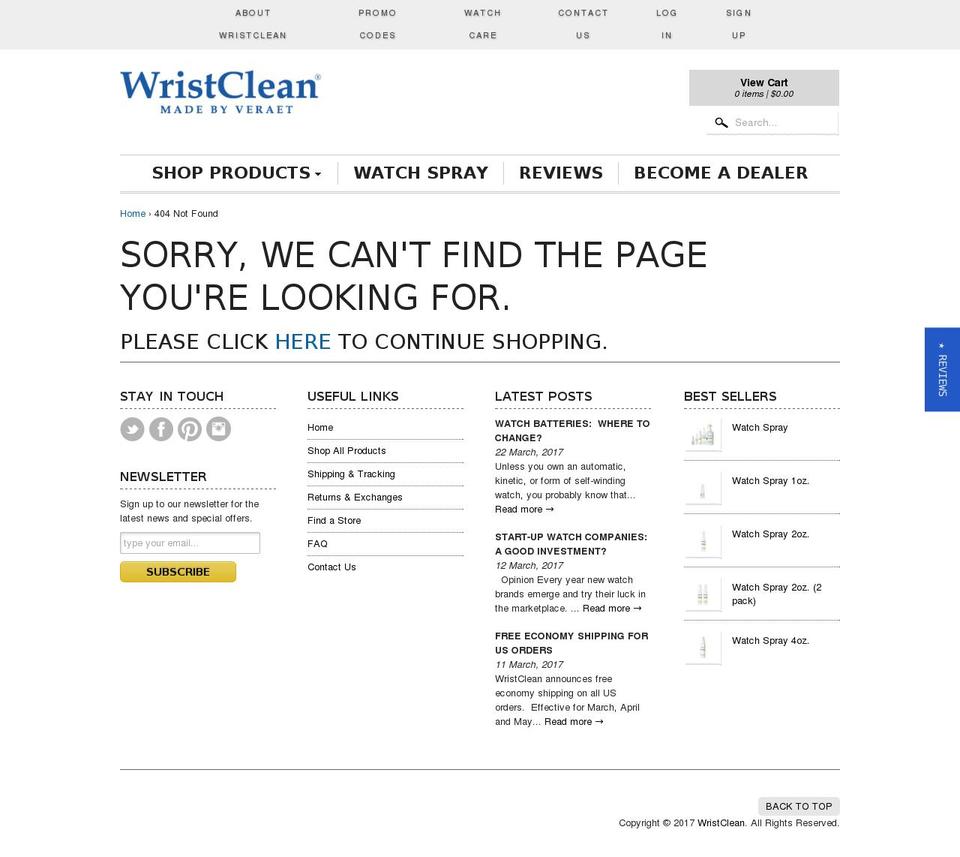 wristcleandealers.com shopify website screenshot