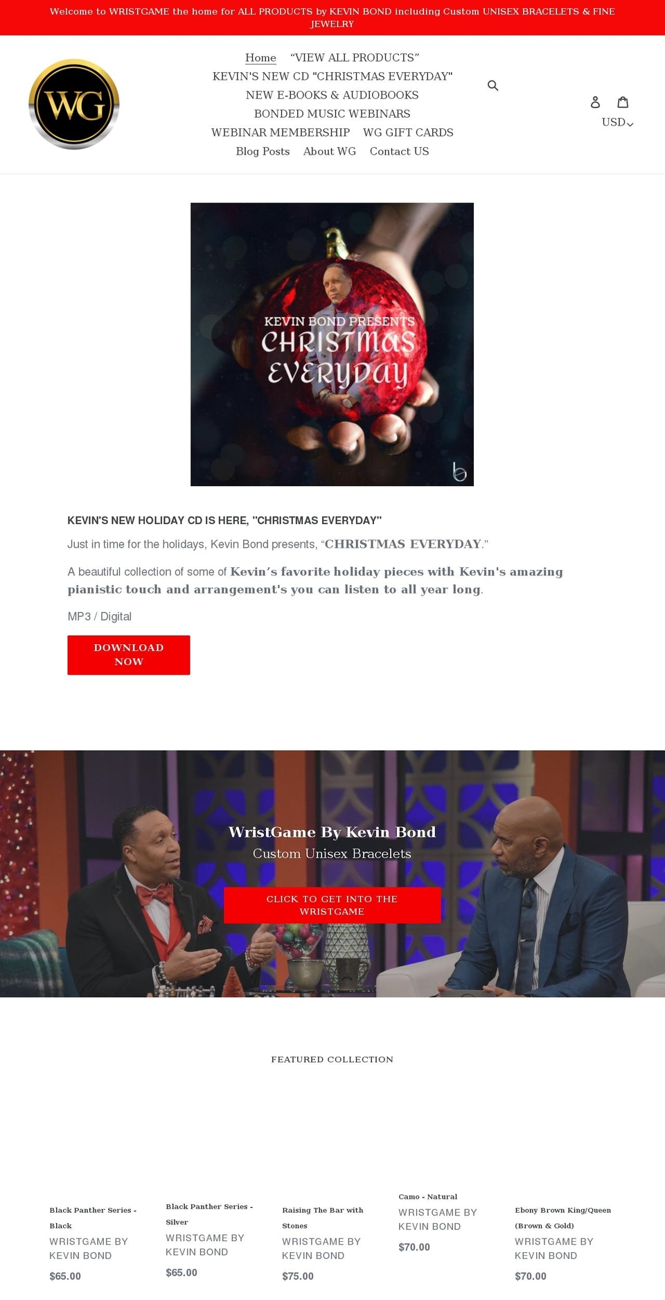 wristgame-by-kevin-bond.myshopify.com shopify website screenshot