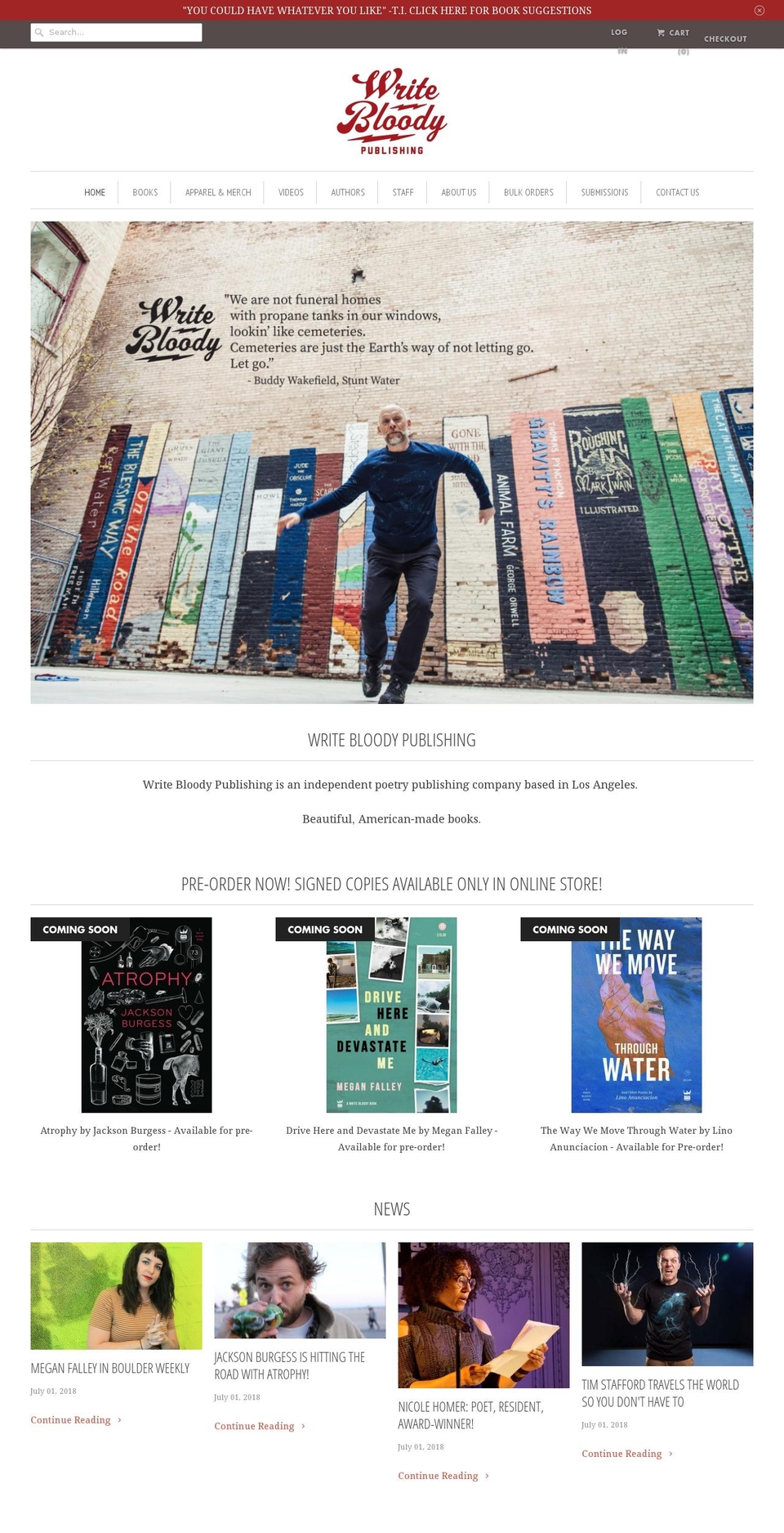 writebloody.com shopify website screenshot