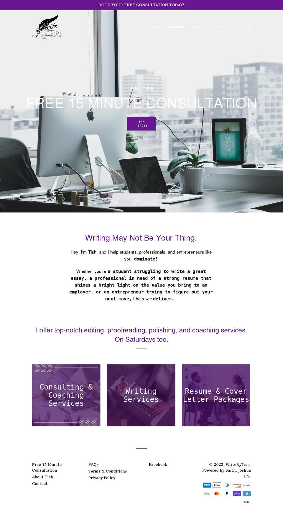 writebytish.com shopify website screenshot
