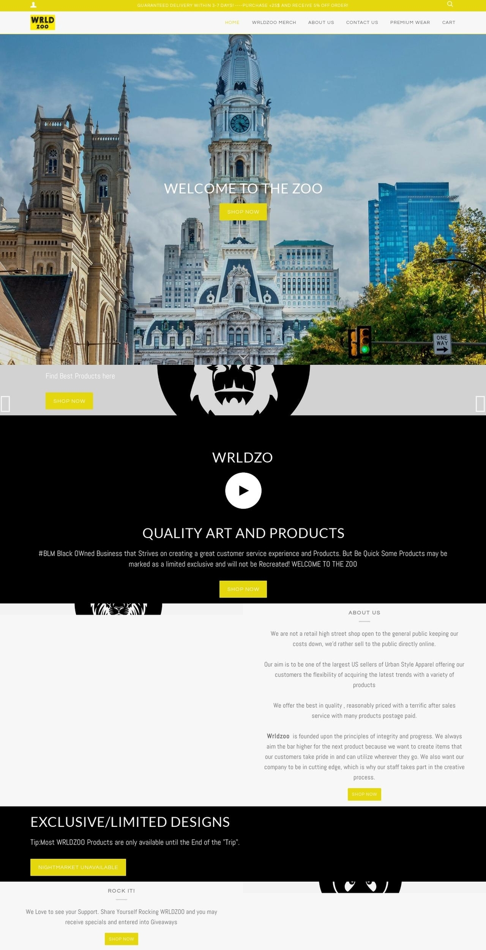 NEW DESIGN Shopify theme site example wrldzoo.com