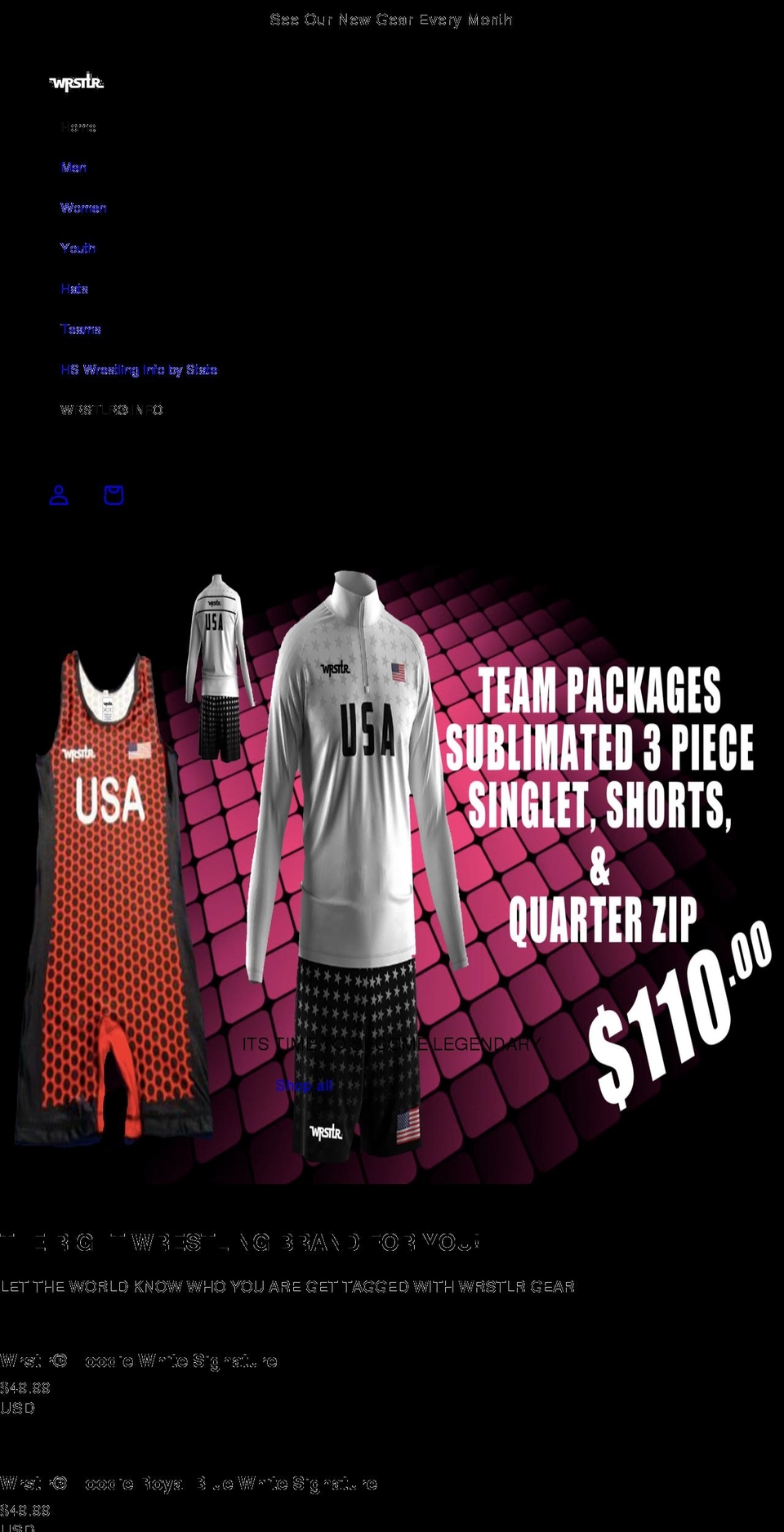 wrstlr.com shopify website screenshot