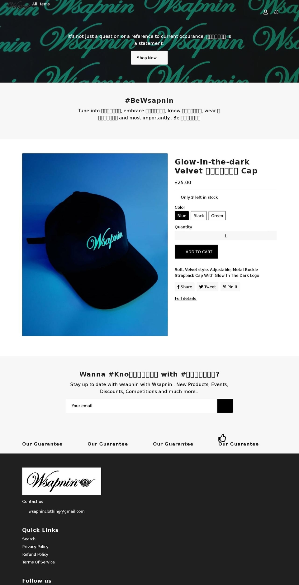 wsapnin.com shopify website screenshot