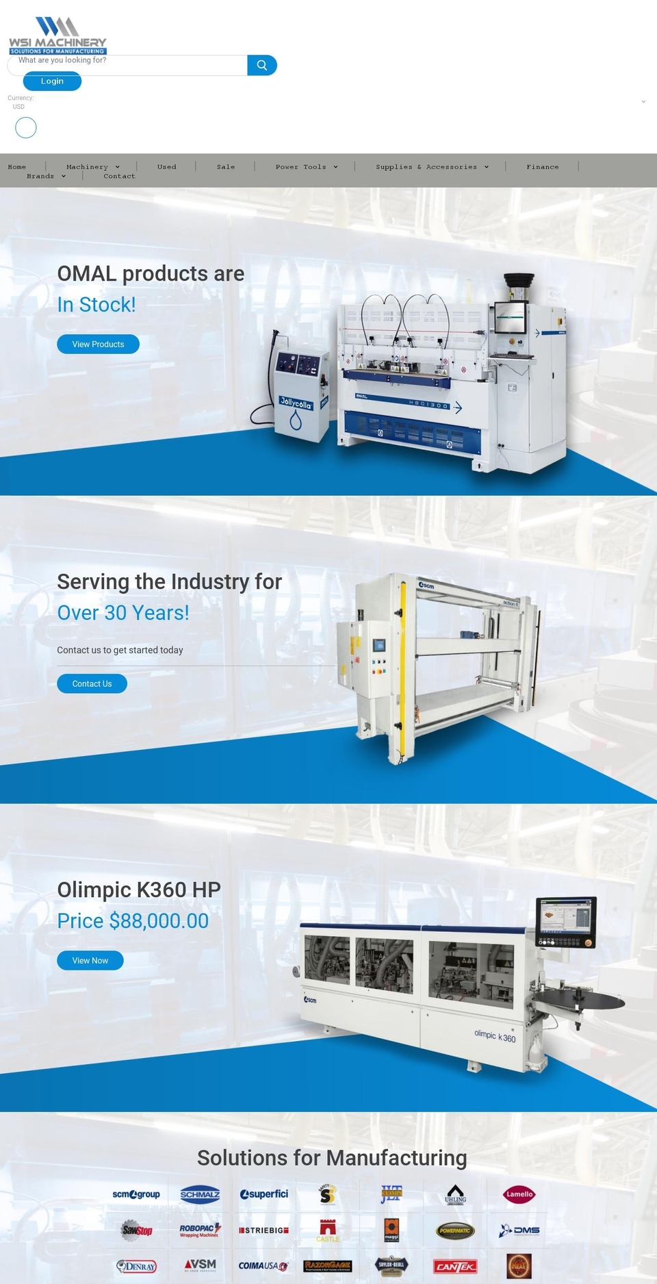 wsimachinery.com shopify website screenshot