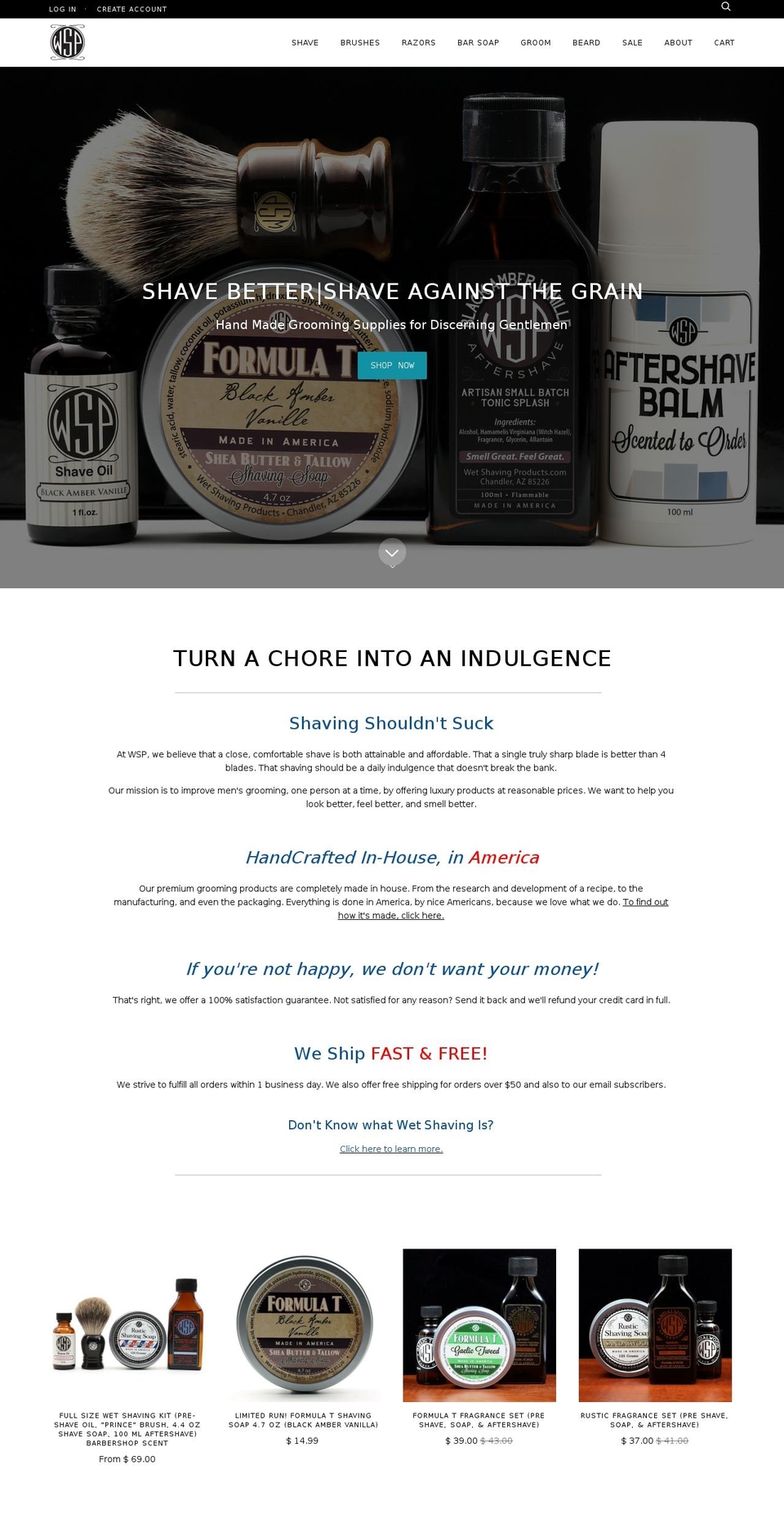 wspshave.com shopify website screenshot