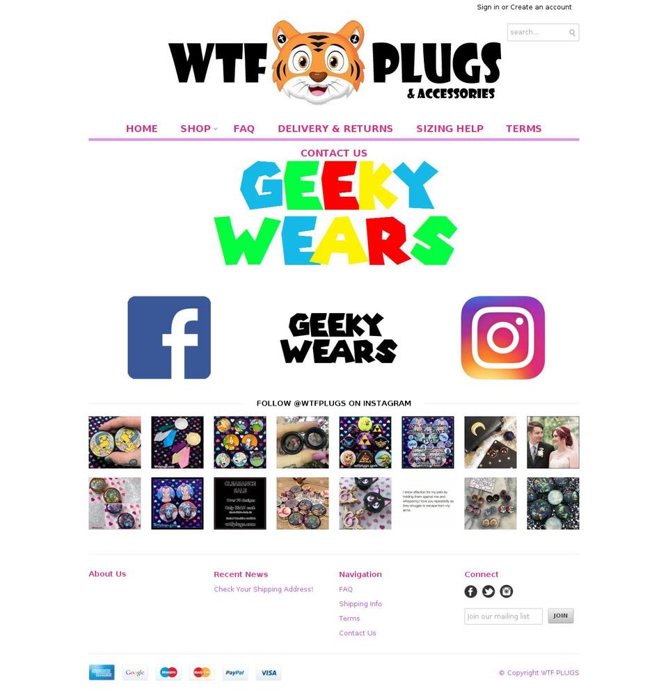 wtfplugz.com shopify website screenshot