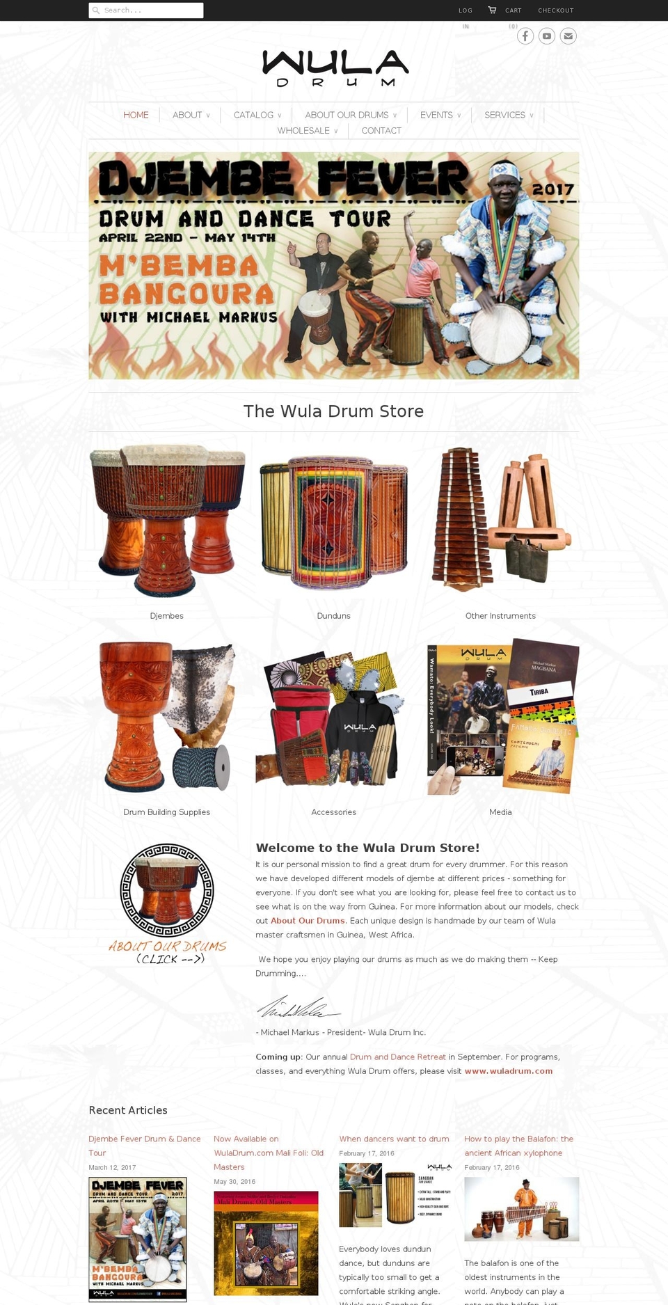 wuladrum.com shopify website screenshot