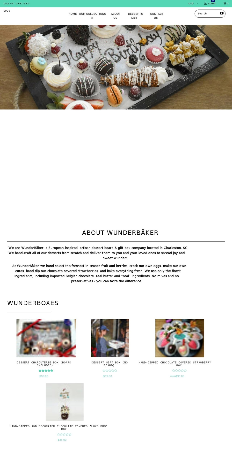 wunderbaker.com shopify website screenshot