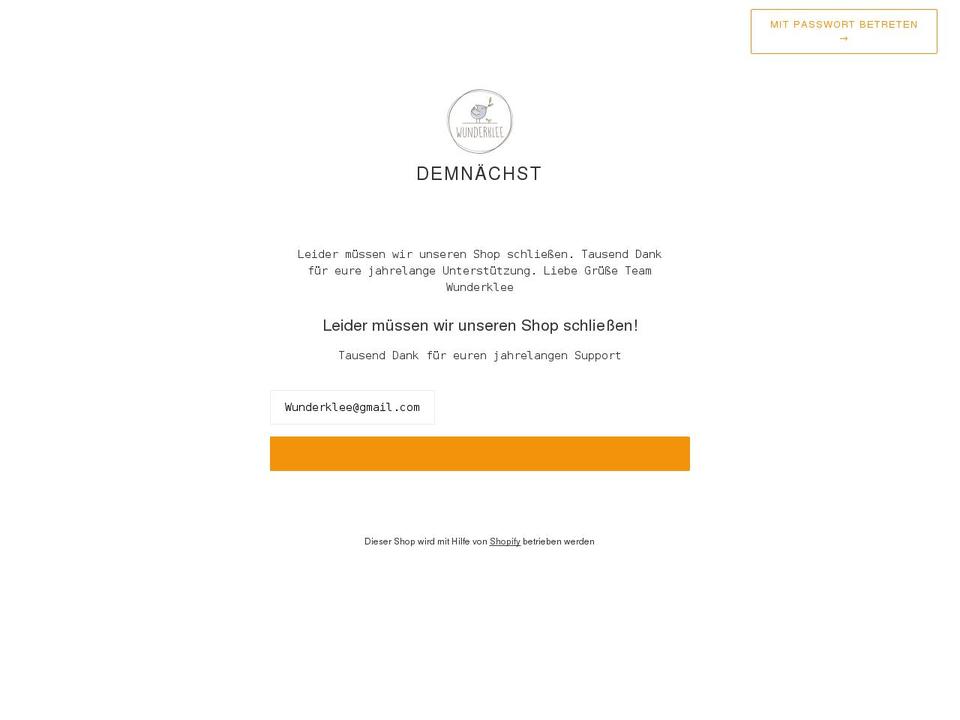 wunderklee.com shopify website screenshot